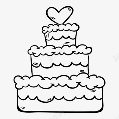 心蛋糕心婚礼蛋糕图标图标
