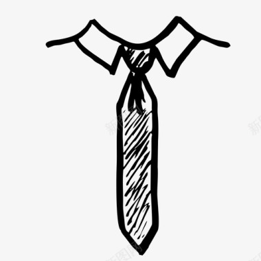 领带衣领手绘图标图标
