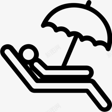 日光浴海滩躺椅图标图标
