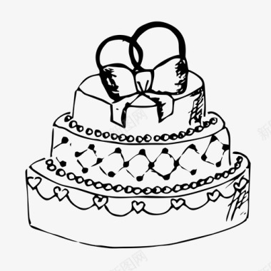 婚礼设计婚礼蛋糕手绘素描图标图标