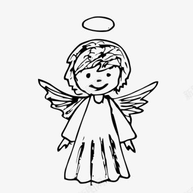 天使天使手绘素描图标图标