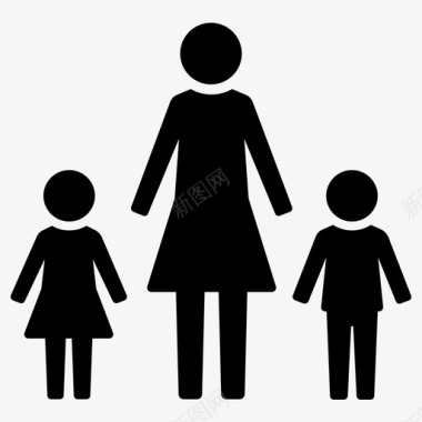母亲和孩子女儿单亲图标图标