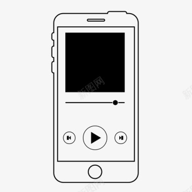 四角线框设计音乐应用程序播放spotify图标图标