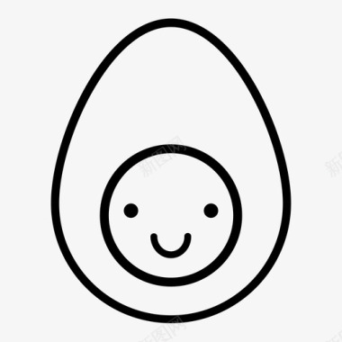 微笑蛋煮鸡蛋表情符号图标图标
