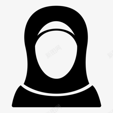 穆斯林妇女头巾女士图标图标