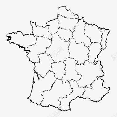 轮廓法国地图欧洲地区图标图标
