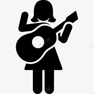 弹吉他音乐职业女性图标图标