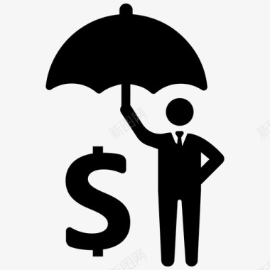 商业保险货币保险保护伞图标图标