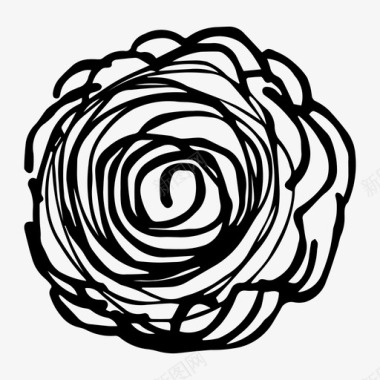 自然花抽象圆珠笔图标图标