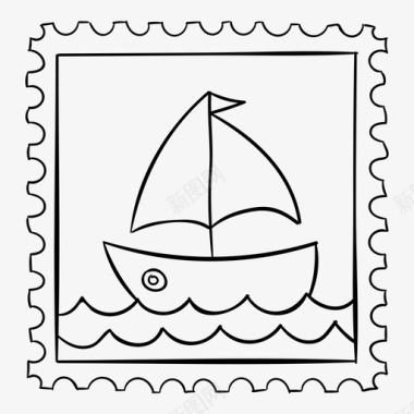 邮票船邮件图标图标