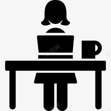 女职员电脑职业女性图标图标