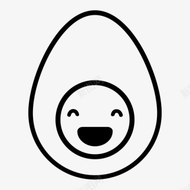 笑蛋煮鸡蛋表情符号图标图标