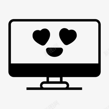 恋爱中的电脑显示器表情符号红心图标图标