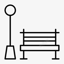 公园的灯公园长椅鲜花灯图标高清图片