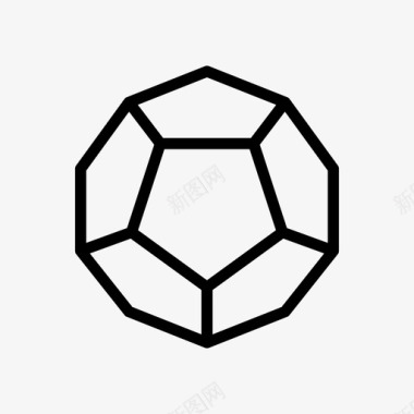 十二面体几何形状几何学图标图标