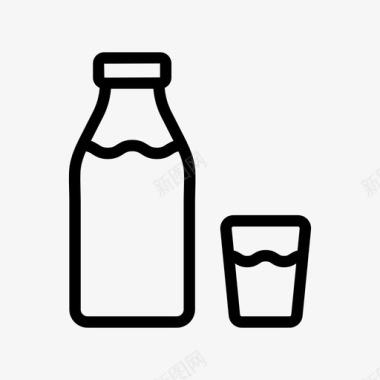 一瓶牛奶牛奶玻璃图标图标