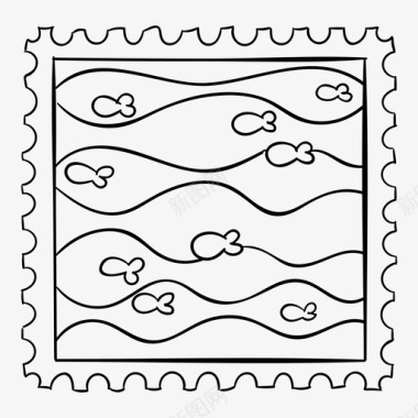 海洋邮票鱼邮件图标图标