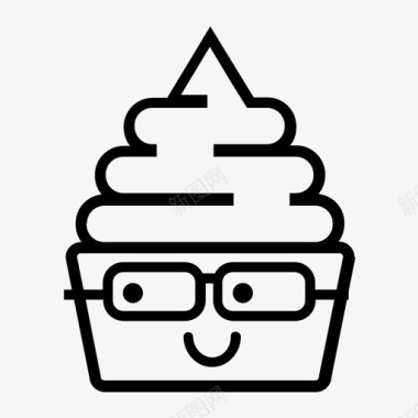书呆子冻酸奶甜点表情符号图标图标