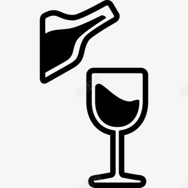 酒瓶酒杯和酒瓶食物图标图标