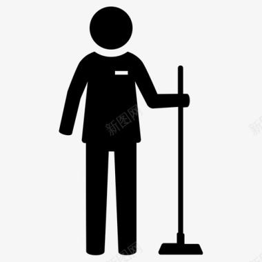 清洁工扫帚女佣图标图标