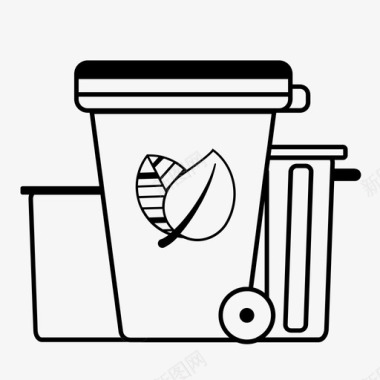 垃圾桶树叶回收利用图标图标