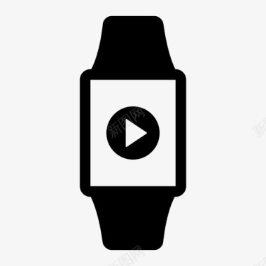 播放PS透明applewatch播放剪辑电影smartwatch线框图标图标