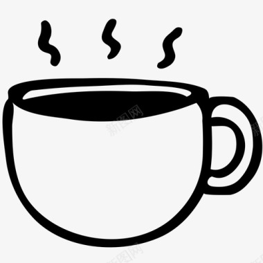 热咖啡饮料涂鸦图标图标