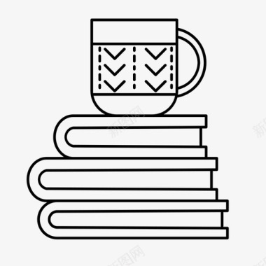 一堆书咖啡杯子图标图标