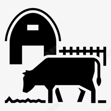 奶牛场动物谷仓图标图标