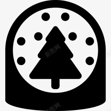 雪球与树建筑物圣诞节时间图标图标