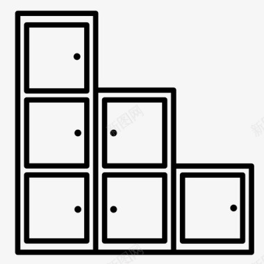 办公插图家具军械库床图标图标