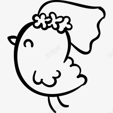 鸡新娘动物手绘婚礼图标图标