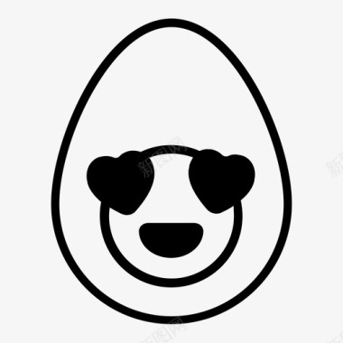 恋爱中的蛋煮鸡蛋表情符号图标图标