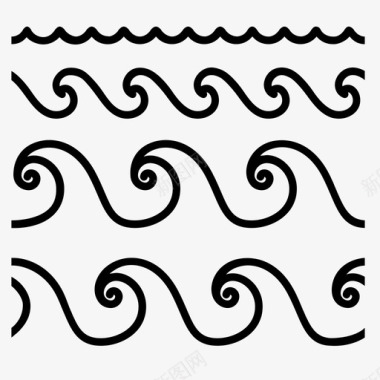 波浪海洋图案图标图标