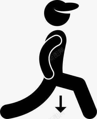 伸展运动热身弓箭步姿势图标图标