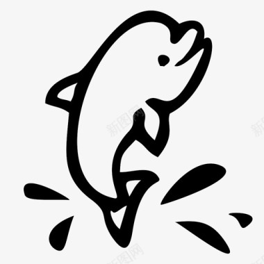 海豚动物海豚跳伞图标图标