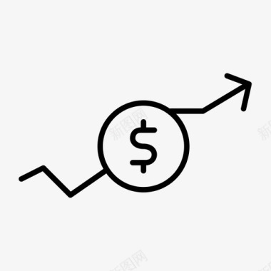货币增长箭头图表图标图标