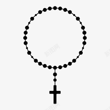 十字架标志念珠花环十字架图标图标