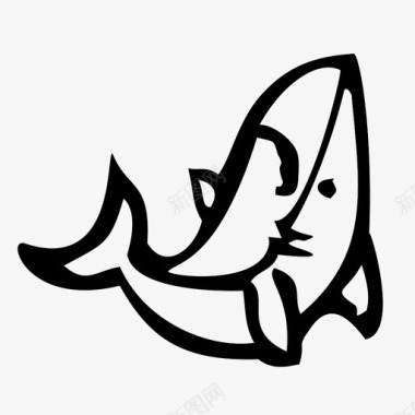 鲨鱼白鲨海洋动物图标图标