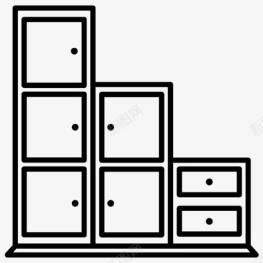 办公插图家具军械库床图标图标