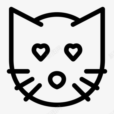 快乐的猫猫的脸心图标图标