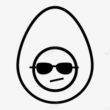 酷蛋煮鸡蛋表情符号图标图标