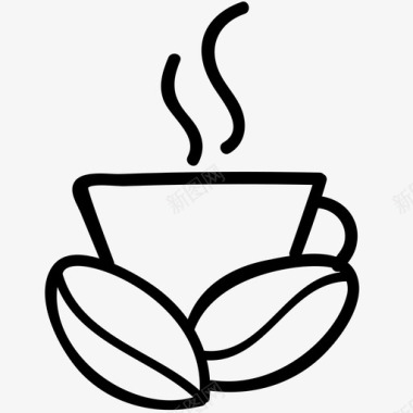 热咖啡咖啡豆涂鸦图标图标