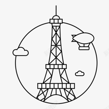 巴黎城市埃菲尔铁塔图标图标