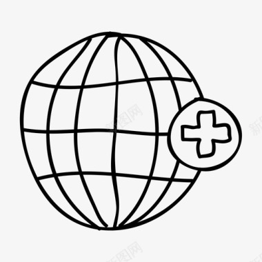 地球仪十字红十字图标图标