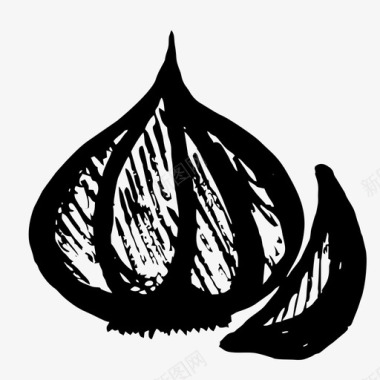 大蒜烹饪素描图标图标