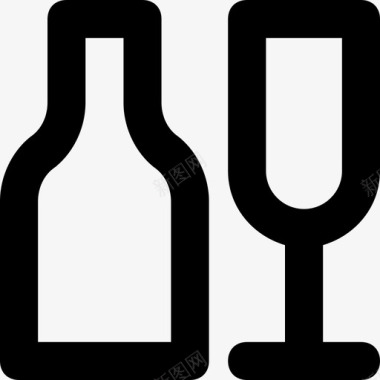 礼物线香槟酒精啤酒瓶图标图标