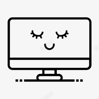 漂亮的电脑显示器表情符号快乐图标图标