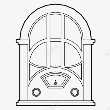复古菱格收音机音乐调谐器电台图标图标