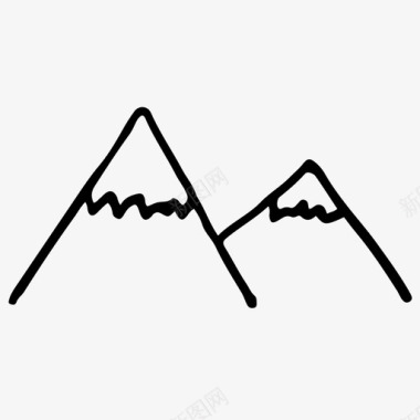 素描山山手绘自然图标图标